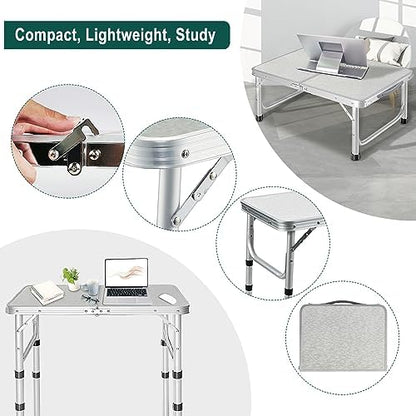 RedSwing Small Folding Table 2 Feet, Small Foldable Table Adjustable Height, Lightweight Portable Aluminum Camping Table, 3 Heights, 23in x 15 in x 10 in
