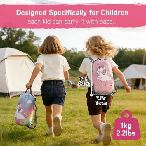 tuphen Kids Sleeping Bag - 50-77℉ 3-Season Waterproof Sleeping Bag for Boys & Girls, Lightweight 2.2 lbs Camping Gear with Compression Bag Ideal for Camping, Hiking, Indoor