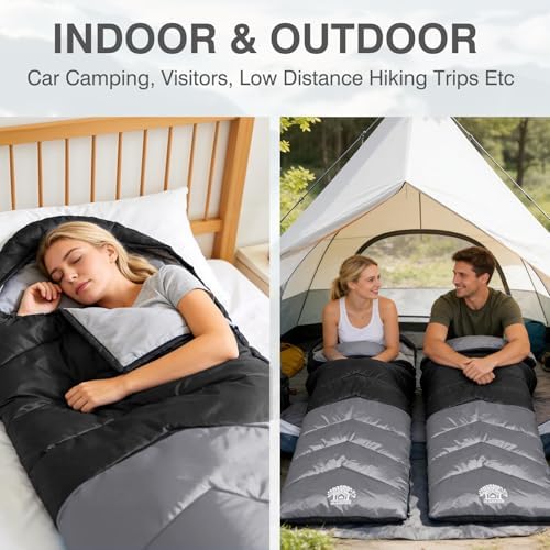 Sleeping Bags for Adults & Kids for Camping Hiking Trips Warm Cool Weather, Lightweight and Waterproof with Compression Bag, 3-4 Season Indoors Outdoors Activities