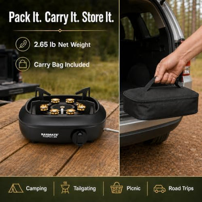 FirePort 25 Portable Propane Stove, 25,000 BTU, Black