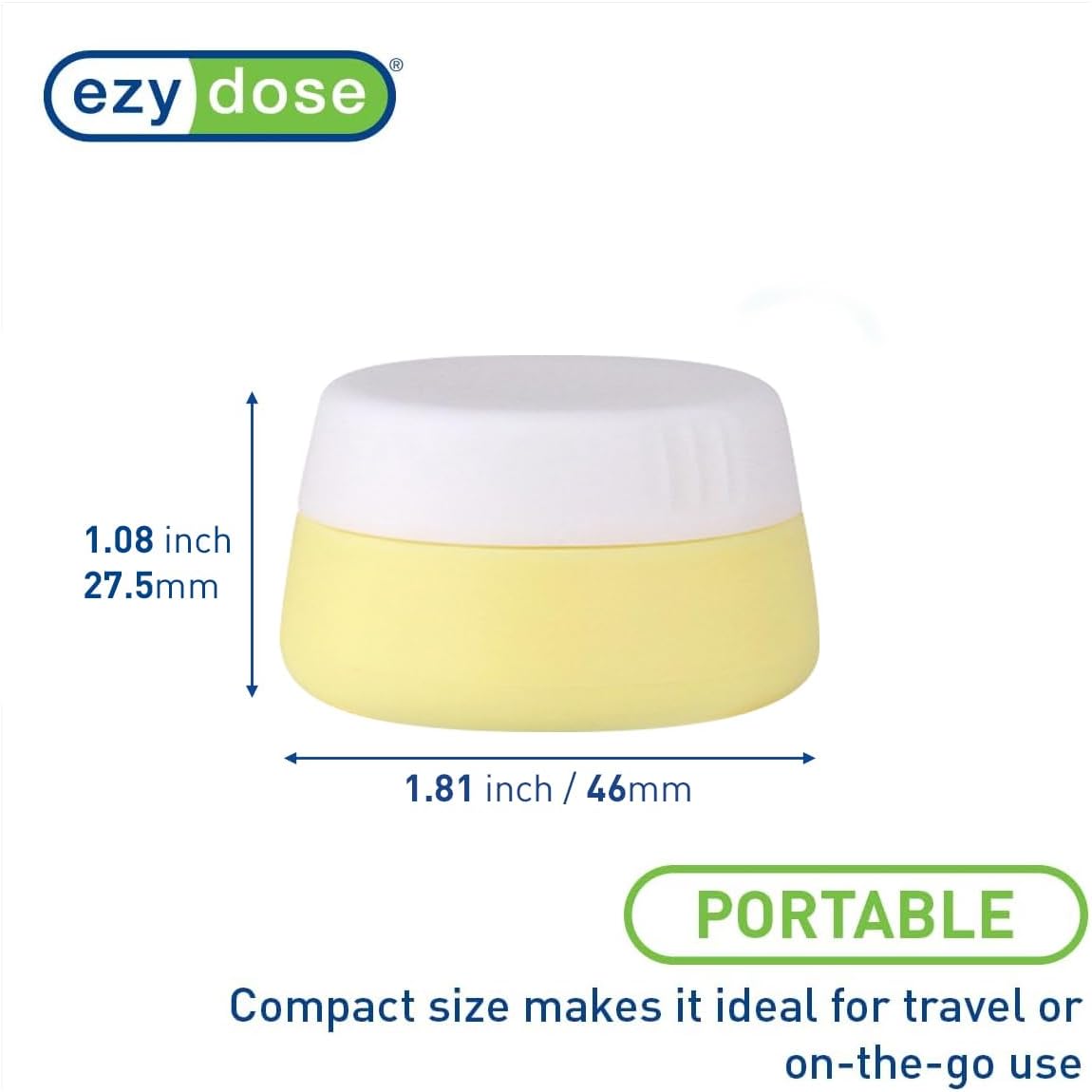 EZY DOSE Silicone Jar, Multi-Purpose Travel-Sized Container, Washable and Reusable, Versatile and Durable Container for Storage, Jewelry Holder Organizer, Blue, Yellow, and Green, BPA Free, 3-Pack