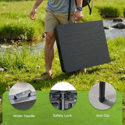 Heavy Duty Folding Table, Sturdy Portable Foldable Table with Safety Lock, Indoor Outdoor Use for Camping Party, 6/8 Foot (Standard, Black-Wood Grain, 6FT-10 Pack)