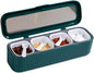 Clear Seasoning Box, 4 Packs Seasoning Rack Spice Pots,Condiment Jars Seasoning Box with Clear Covers and Spoons for Spice, Sugar, Salt, Pepper, Garlic Powder (Green)