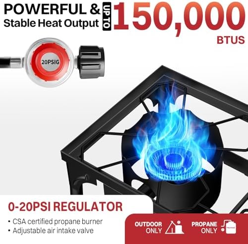 2 Burner Propane Camp Stove | 150,000 BTU | High Pressure Gas Burners