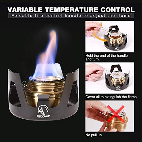 REDCAMP Mini Alcohol Stove Camping for Backpacking, Black