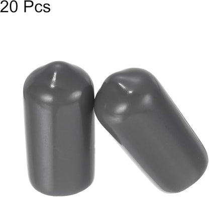 uxcell 20pcs Rubber End Caps 8mm ID Vinyl PVC Round Tube Bolt Cap Cover Screw Thread Protectors Dark Grey