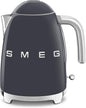 SMEG KLF03 7 Cup Electric Water Kettle, Retro-Style, Soft-Opening Lid, Auto Shut-Off, 360° Swivel Base – Grey