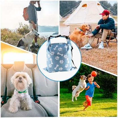2Packs Dog Travel Bag,10 lb Dog Food Storage Container, Large Capacity Pet Travel Accessories, Reusable Dogs Food Carrier for Camping with 2Packs Collapsible Dogs Bowls,Perfect for Camping Trip
