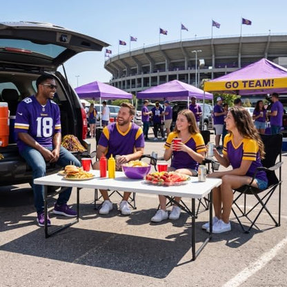 6 Pack 4 FT Folding Table with Adjustable Height, Heavy Duty Fold in Half Utility Table, Portable Plastic Picnic Table, No Assembly Card Table for Camping, BBQ, Party, RV Travel