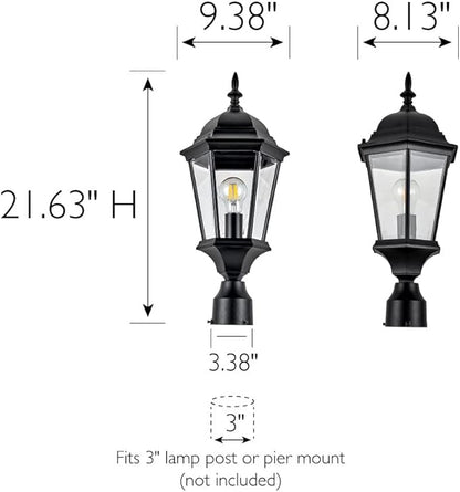 Design House 589192-TBK Traditional Oak Creek Outdoor Post Top Light with Clear Glass for Driveways and Porches, Textured Black