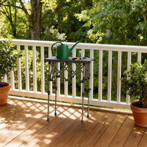 Anbte Roll Up Camping Table, Adjustable Height Max 27.5", 20” x 16”, Black