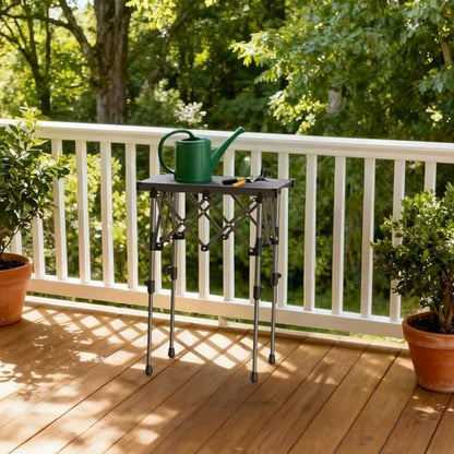 Anbte Roll Up Camping Table, Adjustable Height Max 27.5", 20” x 16”, Black