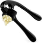 Premium Garlic Press, Garlic Mincer Set of 3 with Silicone Roller Peeler & Cleaning Brush, Extremely Durable Garlic Crusher, Ergonomic Handle, Extracts Most Garlic Paste Per Clove (Black)