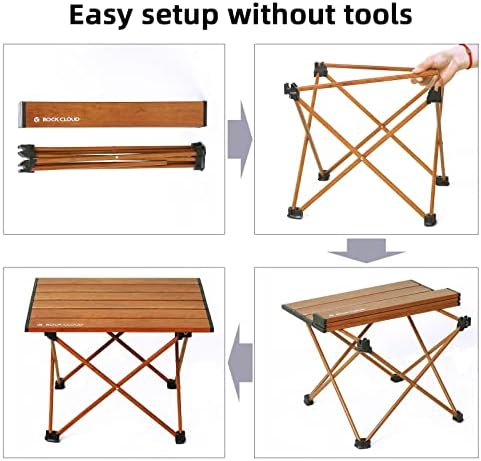 ROCK CLOUD Portable Camping Table Ultralight Aluminum Folding Beach Table Camp for Camping Hiking Backpacking Outdoor Picnic, Small