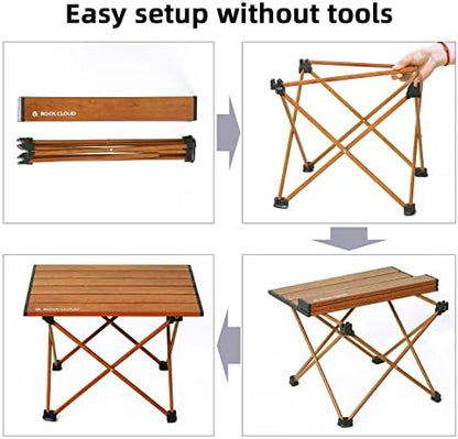 ROCK CLOUD Portable Camping Table Ultralight Aluminum Folding Beach Table Camp for Camping Hiking Backpacking Outdoor Picnic, Small