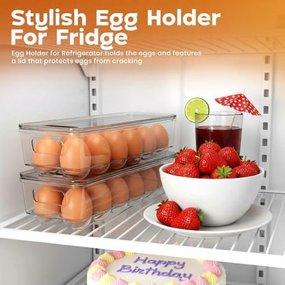 Utopia Home Egg Holder for Fridge, Stackable Egg Container, 1 Pack, Clear
