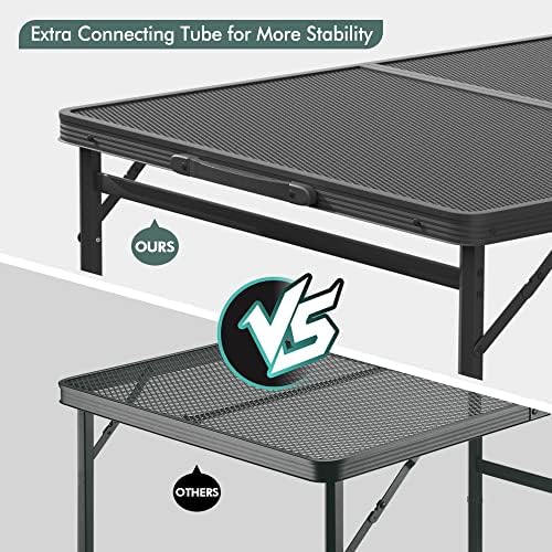 VILLEY 3ft Folding Camping Table, Aluminum Grill Table with Adjustable Legs