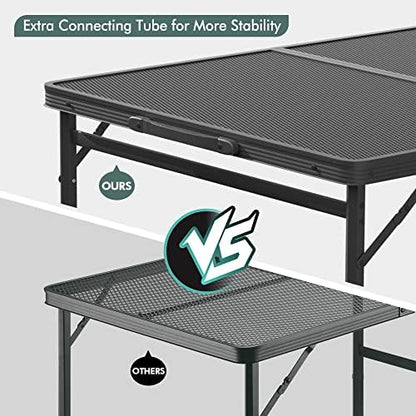 VILLEY 3ft Folding Camping Table, Aluminum Grill Table with Adjustable Legs