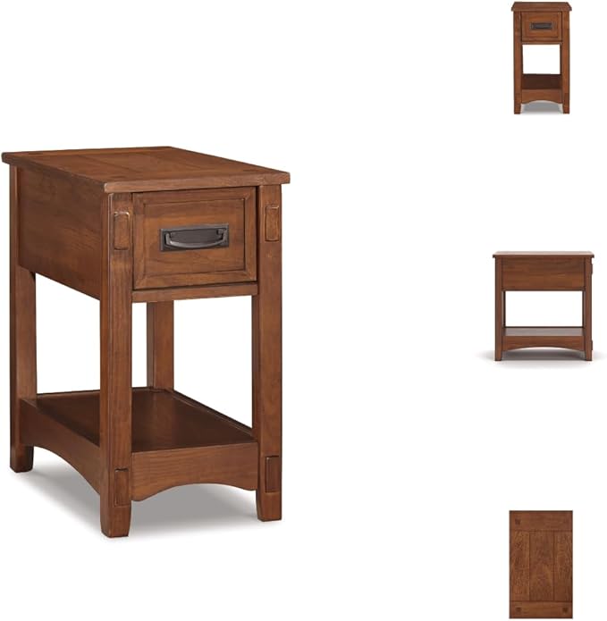 Signature Design by Ashley Breegin New Traditional Wooden Chair Side End Table with 1 Drawer and 1 Fixed Shelf, Brown