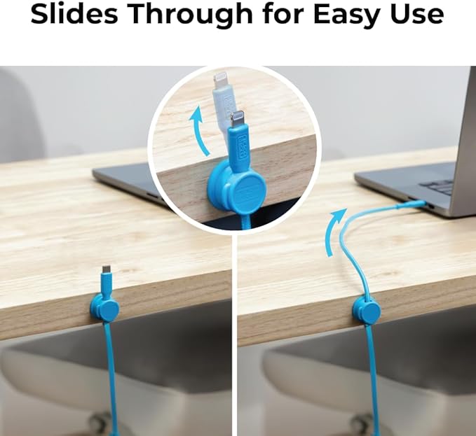 BLACK+DECKER Magnetic Cord Organizer Holder, 6 Pack Magnetic Cable Clips, Under Desk Cable Management, Strong Adhesive Cord Holder for Nightstand Kitchen Appliances Car Wall Office, Phone Wire Keeper