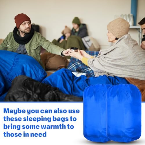 Macarrie 6 Pack Bulk Sleeping Bags for Homeless Donation, 0 Degree Waterproof Sleeping Bags with Compression Sack for Adults Winter Cold Weather Care Camping Hiking Emergency