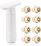 WOTOR Wine Saver Vacuum Pump with 8 Stoppers, Wine Stopper & Preserver, Reusable Bottle Sealer Keeps Fresh, Ideal Accessories Gift, Flat Handle (White)