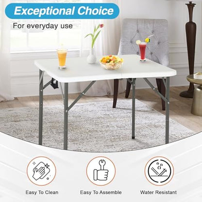 FDW | 34" Folding Table | White | Portable Plastic Table