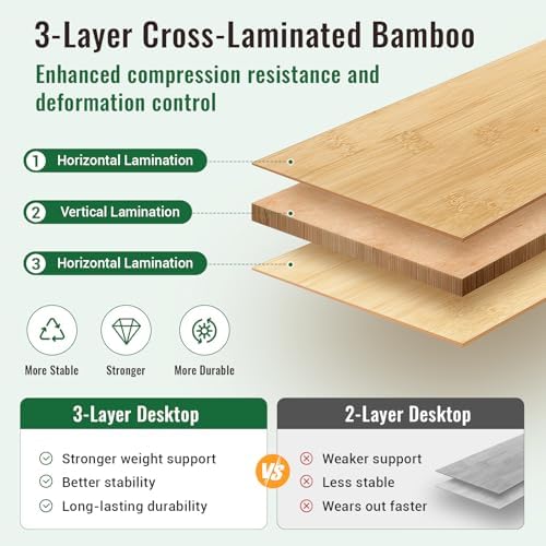 KingCamp Bamboo Camping Table with Adjustable Height (265LBS)