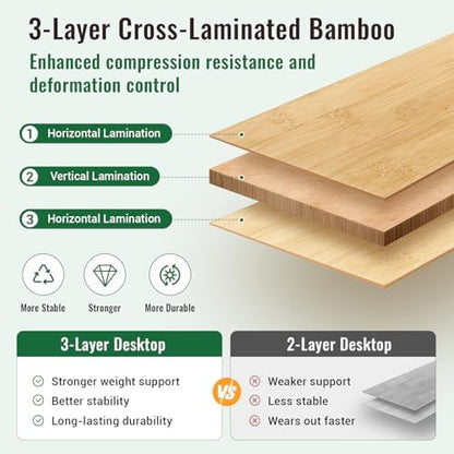KingCamp Bamboo Camping Table with Adjustable Height (265LBS)