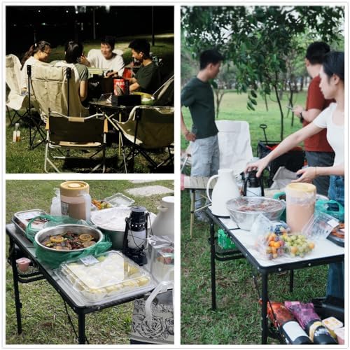 Titanker Folding Camping Table 3ft, Folding Picnic Table, Large Camp Table Portable with Extra Side Racks & Storage Net, Outdoor Patio Table, RV/Car Camping Essentials, Aluminum Light & Solid
