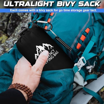 Oudain 6 Pcs XL Emergency Sleeping Bag Waterproof Bivy Sack Whistle