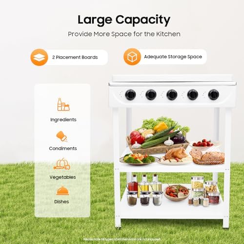5 Burner Propane Portable Gas Stove, Gas Burners for Cooking Outdoor with Support Leg Stand Adapter Auto Ignition Cooktop Stove Top for RV, Apartment, Outdoor Cooking (White)