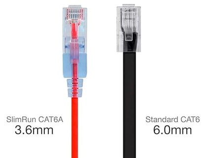Monoprice Cat6A Ethernet Network Patch Cable - 25 Feet - Red | 10-Pack, 10G - SlimRun Series