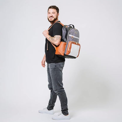 Itzy Ritzy Diaper Bag Backpack – Large Capacity Boss Plus Baby Backpack Diaper Bag Featuring 19 Pockets, Changing Pad, Stroller Clips, and Comfortable Straps (Coffee & Cream)