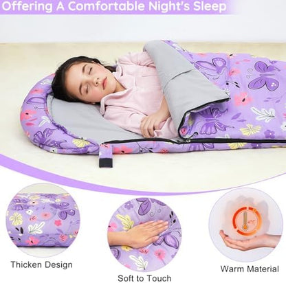 FIOBEE Kids Sleeping Bag 3 Season Camping Sleeping Bags for Girls Toddler