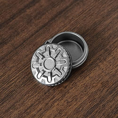Titanium Waterproof Pill Case Travel Pill Organizer Bottle EDC Capsule Container Portable Pocket Metal Box with Chain for Camping, Hiking, Fishing Mecha Style, Stone Washed