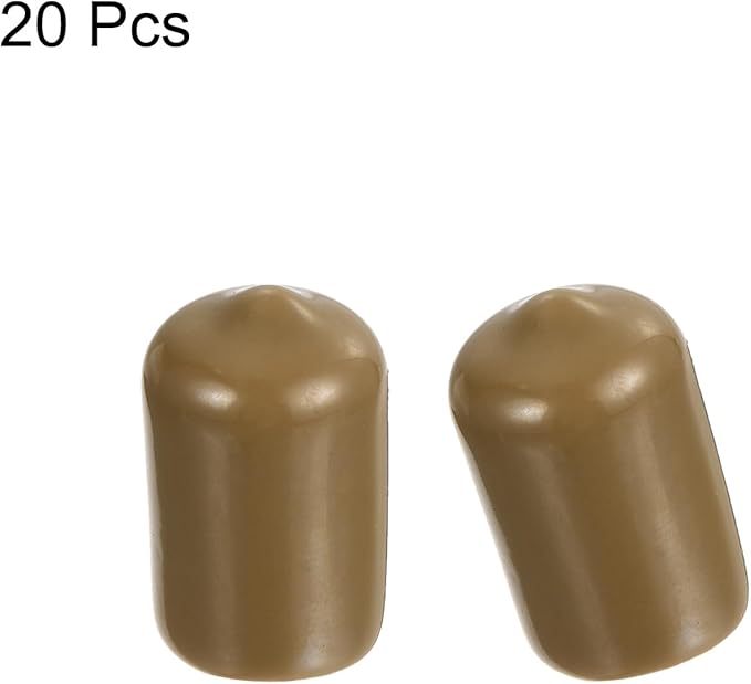uxcell 20pcs Rubber End Caps 12.5mm(1/2") ID Vinyl PVC Round Tube Bolt Cap Cover Screw Thread Protectors Light Brown