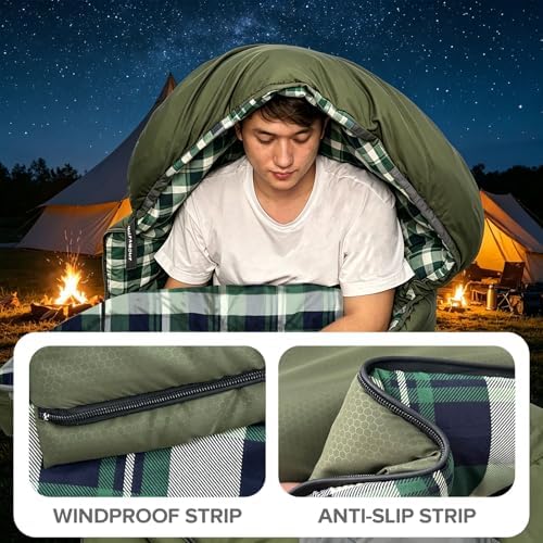 0 Degree Sleeping Bags Waterproof for Adults, Cold Weather Machine Washable Sleeping Bag with Compression Sack for 3-4 Season Camping Outdoor