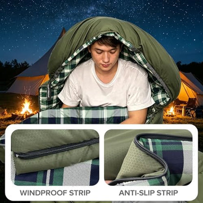 0 Degree Sleeping Bags Waterproof for Adults, Cold Weather Machine Washable Sleeping Bag with Compression Sack for 3-4 Season Camping Outdoor