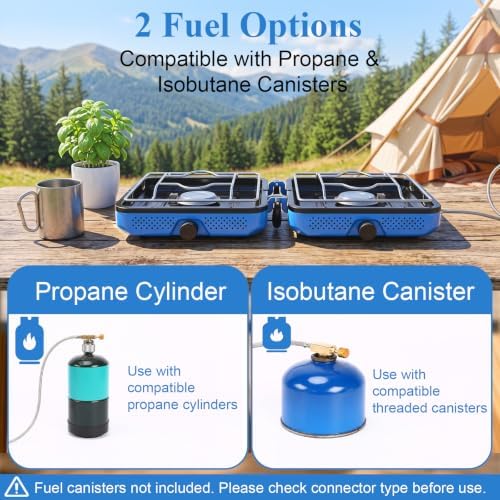 Uniflasy 2-Burner Camping Stove Kit with Carry Bag & Wind Guards