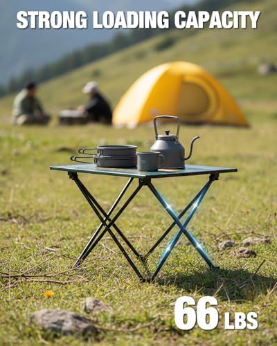 VILLEY Portable Camping Side Table, Ultralight Aluminum Folding Beach Table