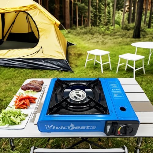 vivicreate 7000 BTU Portable Stove, Camping Stove, Butane Stove, Outdoor stove,Korean style BBQ stove,Blue