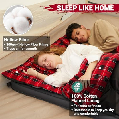 KingCamp Double Sleeping Bag for Adults, Queen Size 2 Person Sleeping Bag