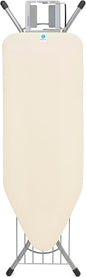 Brabantia Size C Ironing Board (49 x 18in) 7 Height Options, Adjustable Steam Iron Rest Holder & Linen Rack (Ecru) Non-Slip Feet, Anti-Collapse Child Locks