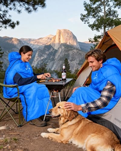 Sportneer Wearable Sleeping Bag for Adults & Kids – Walkable with Arm Zippers, Warm Weather & Cold Waterproof, Compact for Camping, Stadiums, Travel, Backpacking & Car Use
