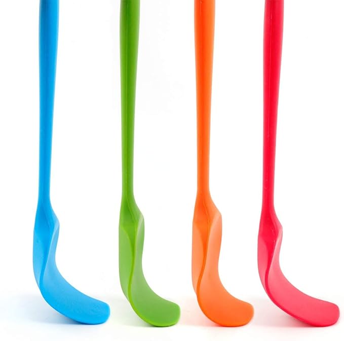 Food Grade Silicone Spatula Set Heat Resistant Small Rubber Spatulas,4 piece Silicone Spoonula Spatula Non-stick Baking Curved Spatulas Multicolor(21.7cm/8.56inch)