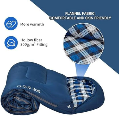 KingCamp 45°F Kids Sleeping Bag, 100% Flannel Sleeping Bag for 10-12 Child