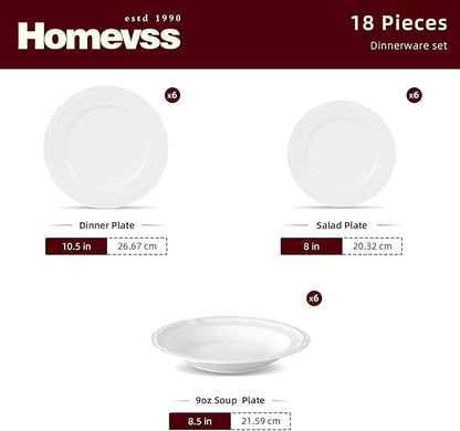 HomeVss, New Bone China Embossed French Countryside 18pc Dinnerware Set