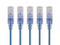 Monoprice Cat6A 50ft Blue 5-Pk Patch Cable UTP 30AWG 10G Pure Bare Copper Snagless RJ45 SlimRun Series Ethernet Cable