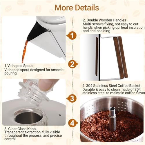 No Coating 9 Cup Percolator Coffee Pot 304 Stainless Steel